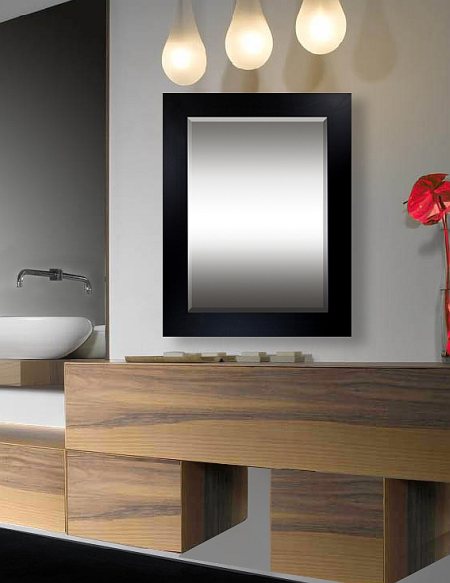 Noir - Contemporary style custom mirror frames encompass a range of styles developed in the latter half of the 20th century. Pieces feature softened and rounded lines as opposed to the stark lines seen in modern design. Interiors contain neutral elements and bold color, and they focus on the basics of line, shape and form.